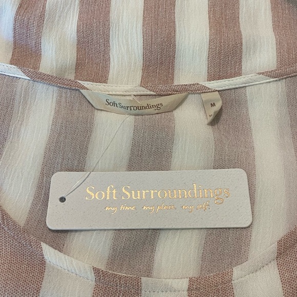 NWT Soft Surroundings Cabana Tee Gauze Short Sleeve Striped Top 10/12 Medium - Picture 7 of 10